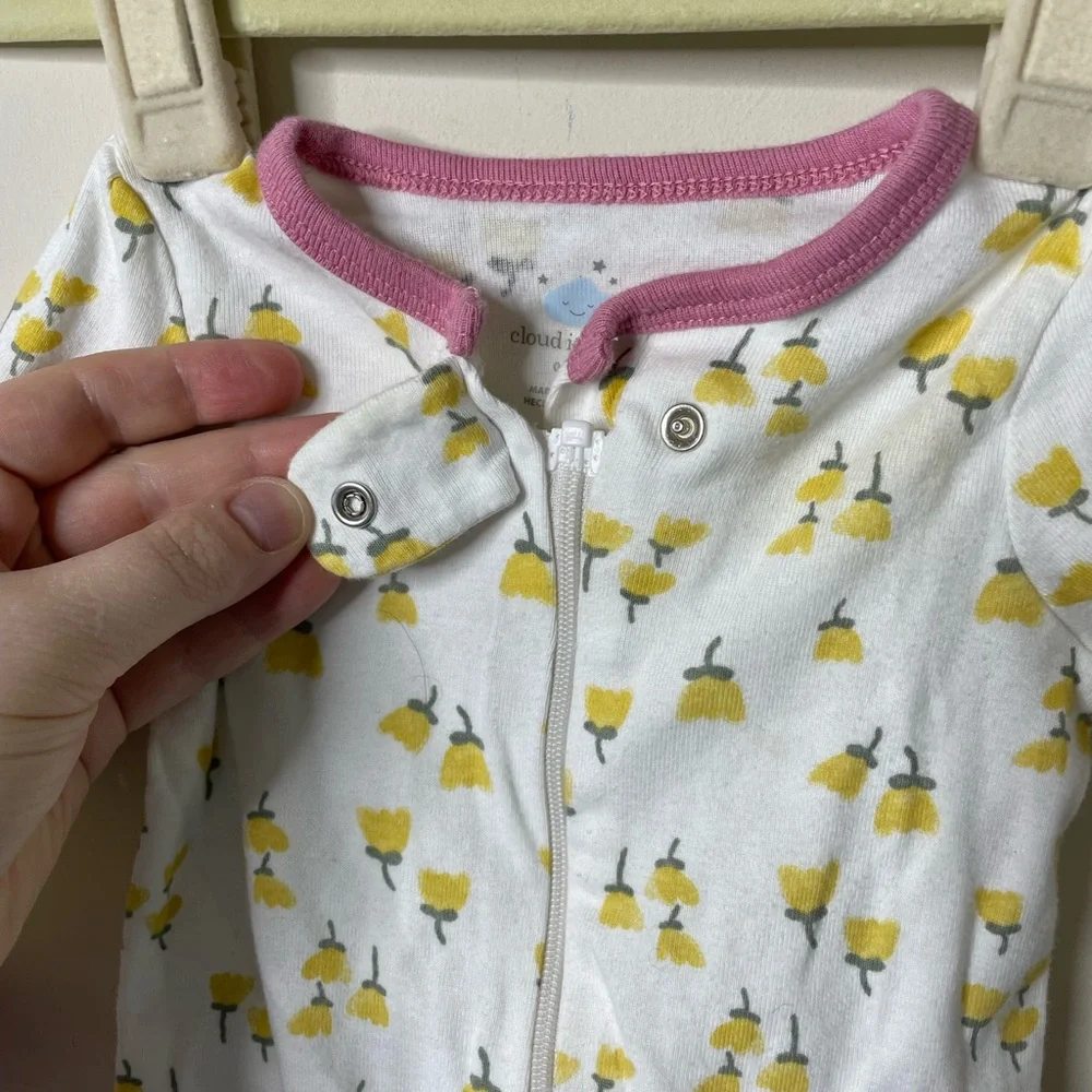 Cloud Island Yellow Flower Footed Pajamas 0-3 Months